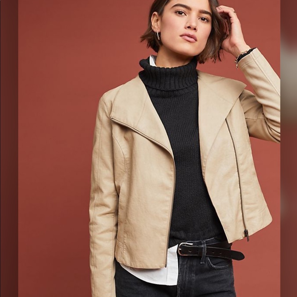 Anthropologie ett:twa Ripely Faux Leather Moto Jacket size S EUC